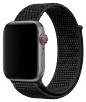 Ремешок для часов Apple Watch series 1-7, SE 42-45mm / Нейлоновый ремешок для умных смарт часов Эпл Вотч серии 1-7, СЕ 42-45мм (Черный)