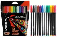 Цветные фломастеры 12 цветов, для подростков и взрослых, тонкое письмо, BIC Color Up