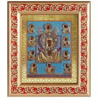 Икона Богородицы "Знамение" Курская-Коренная, рамка с узором 14,5*16,5