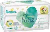 Влажные салфетки Pampers Coconut, липучка, 42 шт., 3 уп