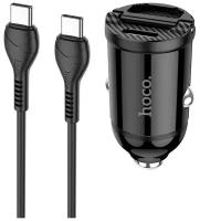 Автомобильное зарядное устройство HOCO NZ2 Link, USB+USB-C + Кабель Type-C-Type-C, черный