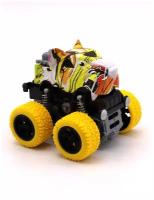 Машинка инерционная Funky Toys 4x4 Тигр, 9,5 см, желтые колеса, рессоры