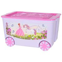 Ящик для игрушек elfplast с декором лавандовый/розовый