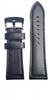 Ремешок для часов кожаный 28 мм ( черный)