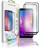 Защитное стекло LuxCase для Samsung Galaxy J6+ 2018, 2.5D, Полноклеевое, Черная рамка, Комплект 2 шт