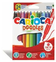 Фломастеры CARIOCA (Италия) "Doodles", 24 цвета, суперсмываемые, 42315, 2 набора