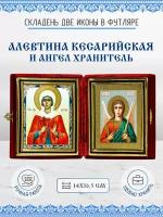 Икона Складень Алевтина (Валентина) Кесарийская, Мученица и Ангел Хранитель