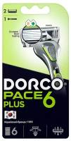 Бритвенный станок Dorco PACE6 Plus (1 станок, 2 кассеты), 6 лезвий + лезвие-триммер, плав.головка, крепление PACE