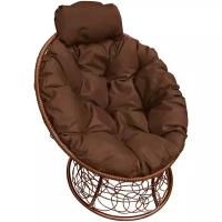 M-Group Садовое кресло Папасан мини с ротангом коричневое+коричневая подушка