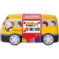 Фломастеры детские 33 цвета Connector набор Школьный автобус +10 клипс, металлическая коробка, артикул 155532