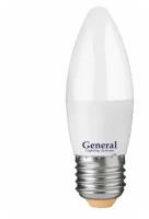 Светодиодная LED лампа General свеча C37 E27 15W 6500K 6K 35х105 пластик/алюм GLDEN-CF-15-230-E27-6500 661100