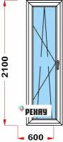 Балконная дверь из профиля рехау BLITZ (2100 x 600) 56, с поворотно-откидной створкой, 3 стекла, левое открывание