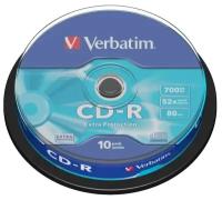 VERBATIM Диск для записи, CD-R 80 52x DL CB/10 700 Мб