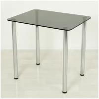Стеклянный стол для кухни Эдель 10 серый/хром (650х500)