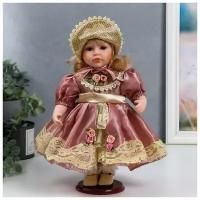 Кукла коллекционная керамика "Ася в розовом платье и чепчике" 30 см 6260918