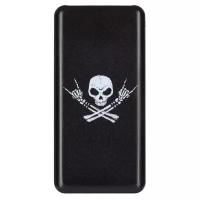 Внешний АКБ 10000 mAh, 2 USB, 1 MICRO, 2,1A, Li-pol, черный, Scull 2, PrimeLine