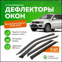 Дефлекторы боковых окон Suzuki Grand Vitara 3 (Сузуки Гранд Витара) 2005-2015, ветровики на двери автомобиля, ТТ