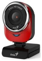 GENIUS QCam 6000, red, Full-HD 1080p webcam, universal clip, 360 degree swivel, USB, built-in microphone, rotation 360 degree, tilt 90 degree
