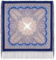 Платок женский шерстяной Павловопосадские платки 1175 Восточная сказка 13, фиолетовый, 148 х 148 см
