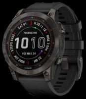 Умные часы Garmin Fenix 7 Sapphire Solar 47 мм NFC, титановый черный