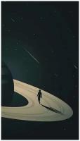 Картина на холсте 60x110 LinxOne "Космос, планета, сатурн, юпитер, вертикальный" интерьерная для дома / на стену / на кухню / с подрамником