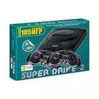 Игровая приставка 16 bit Super Drive 2 Classic (105 в 1) Green box + 105 встроенных игр + 2 геймпада (Черная)