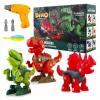 Детский развивающий конструктор с шуруповертом Сборка Динозавров Dino Assembling Series