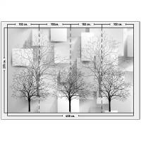 Фотообои / флизелиновые обои 3D деревья в черно-белом 4,08 x 2,7 м