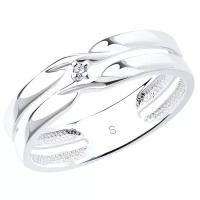 Кольцо из серебра с бриллиантом 87010014 19.5