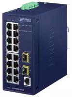 Коммутатор Planet IP30 Industrial L2/L4 16-Port 10/100/1000T + 2-Port 100/1000X SFP Managed Switch