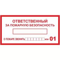 Наклейка-знак "Ответственный за пожарную безопасность" 200х100 мм - 20 шт