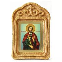 Великомученик Иоанн Новый Сочавский, икона в резной деревянной рамке
