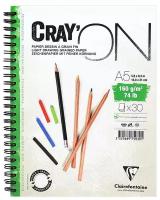 Скетчбук - блокнот 30л, А5 Clairefontaine "Cray ON", на гребне, мелкозерн, 160г/м2