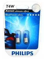 Лампы PHILIPS Blue Vision T4W 12V 4W BA9s блистер (2шт.) PHILIPS-12929BVB2