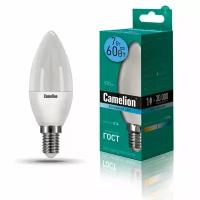 Лампа CAMELION Е14 7Вт 4500K 590Лм LED7-C35/845/E14 светодиодная 12074 нейтральный белый, свеча