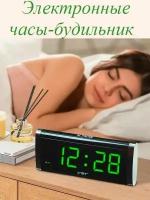Часы будильник настольные, электронные, цифровые VST-730-4, зеленая подсветка