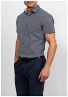 Рубашка мужская короткий рукав GREG 223/107/06/ZV/1 STRETCH, Приталенный силуэт / Slim fit, цвет Синий, рост 174-184, размер ворота 38