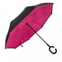 Умный Зонт наоборот / Антизонт, обратный зонт) Малиновый-Черный