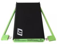 Внешний аккумулятор DIGICARE Hydra DC8 Black/Green, 8000мАч, Smart, встроенные Lightning и USB кабели, USB 2A