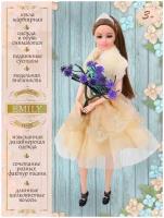 Кукла модель для девочек с питомцем и аксессуарами, руки, ноги на шарнирах, в кружевном вечернем платье, в/к 28*6*32,5 см