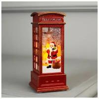 Фигура свет. "Телефонной будка с Дедом Морозом", 12.5х5.3х5.3 см, 1 LED, 3хAG13, Т/белый