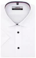 Рубашка мужская короткий рукав GREG 100/209/WH/ZV/8p, Приталенный силуэт / Slim fit, цвет Белый, рост 174-184, размер ворота 38