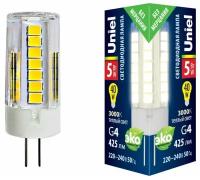 светодиодная лампа капсульная G4 Белый теплый 5W UL-00006744 LED-JC-220/5W/3000K/G4/CL GLZ09TR