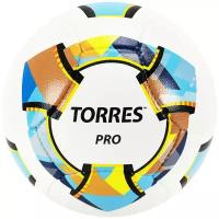 TORRES Мяч футбольный TORRES Pro, размер 5, 14 панелей, PU, 4 подкладочных слоя, ручная сшивка, цвет белый/синий/жёлтый