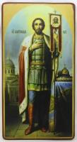 Икона Благоверный князь Александр Невский, деревянная иконная доска, левкас, ручная работа (Art.1258С)