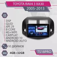 Штатная магнитола TS18Pro/4+32GB/ Toyota RAV4 3 XA30 F2/ Тойота РАВ4 3 ХА30/ РАВ4/ магнитола Android 10/2din/ головное устройство/ мультимедиа/