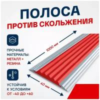 Противоскользящая алюминиевая полоса / накладка на ступени Стандарт 40мм, 1м