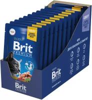 Brit Premium пауч для кошек (кусочки в соусе) Лосось и форель, 85 г. упаковка 14 шт