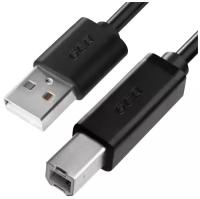 GCR Кабель 0.3m USB AM/BM, черный, 28/28 AWG, экран, армированный, морозостойкий