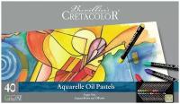 Набор масляной водорастворимой (акварельной) пастели CretacoloR Aqua Stic, 40 цветов в металлической коробке